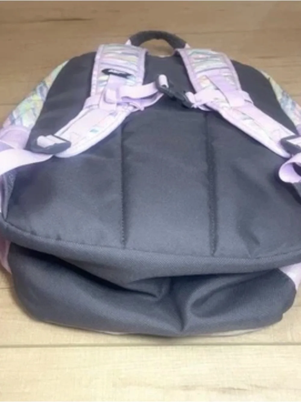 Lands’ End Girls Kids Pastel Striped Sparkly Backpack in Lavender & Multicolor